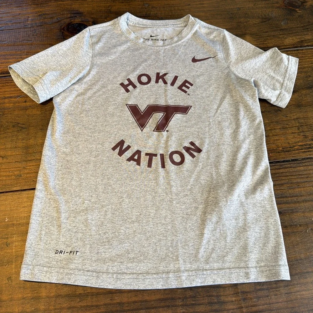 Nike Virginia Tech Hokies Hokie Nation Dri-FIT T Shirt Youth Small Gray NCAA